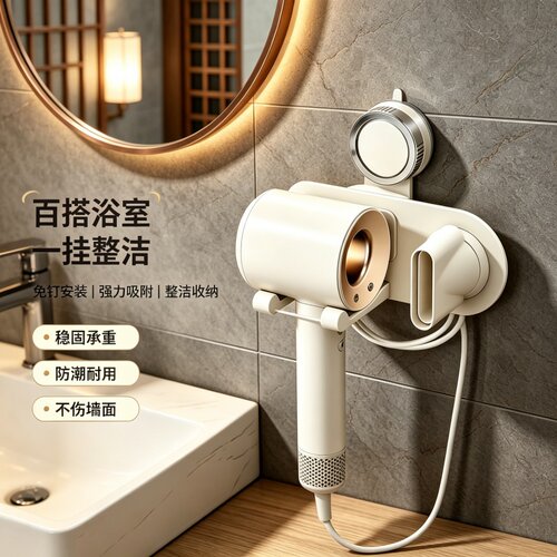 免打孔强力吸盘吹风机置物架
