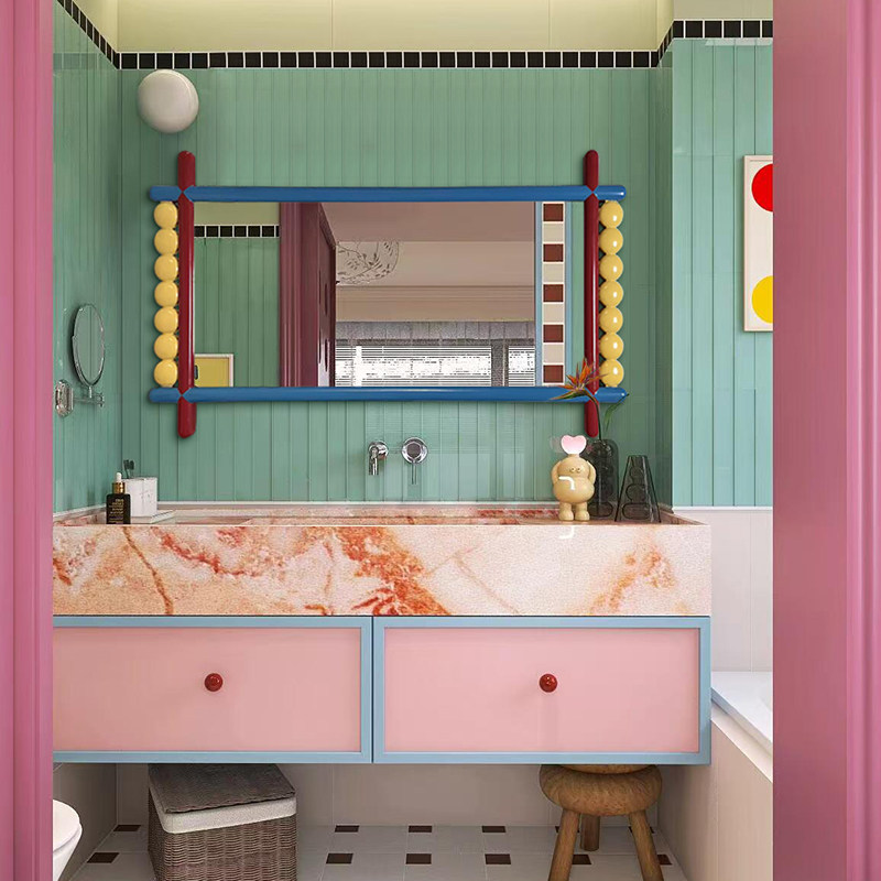 网红客厅落地全身镜创意艺术穿衣镜简约卫生间智能壁挂浴室镜定制