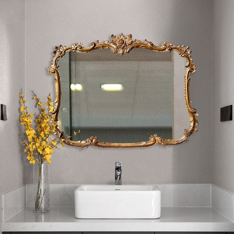 欧式梳妆镜复古装饰镜精雕化妆镜壁炉镜壁挂镜玄关镜定制卫浴镜子
