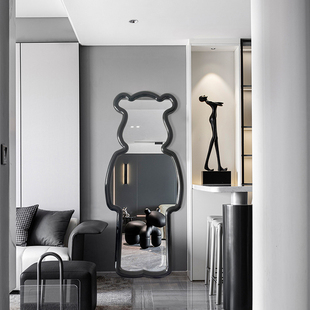 全身镜儿童房镜子创意团购壁挂穿衣镜暴力熊服装 店异形显瘦试衣镜