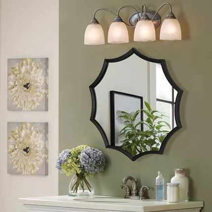 北欧设计不规则异形装饰镜轻奢艺术智能LED灯卫浴镜卧室化妆镜子