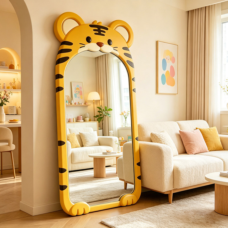 老虎造型全身镜可爱卡通落地镜家用卧室女生穿衣镜服装店试衣镜子