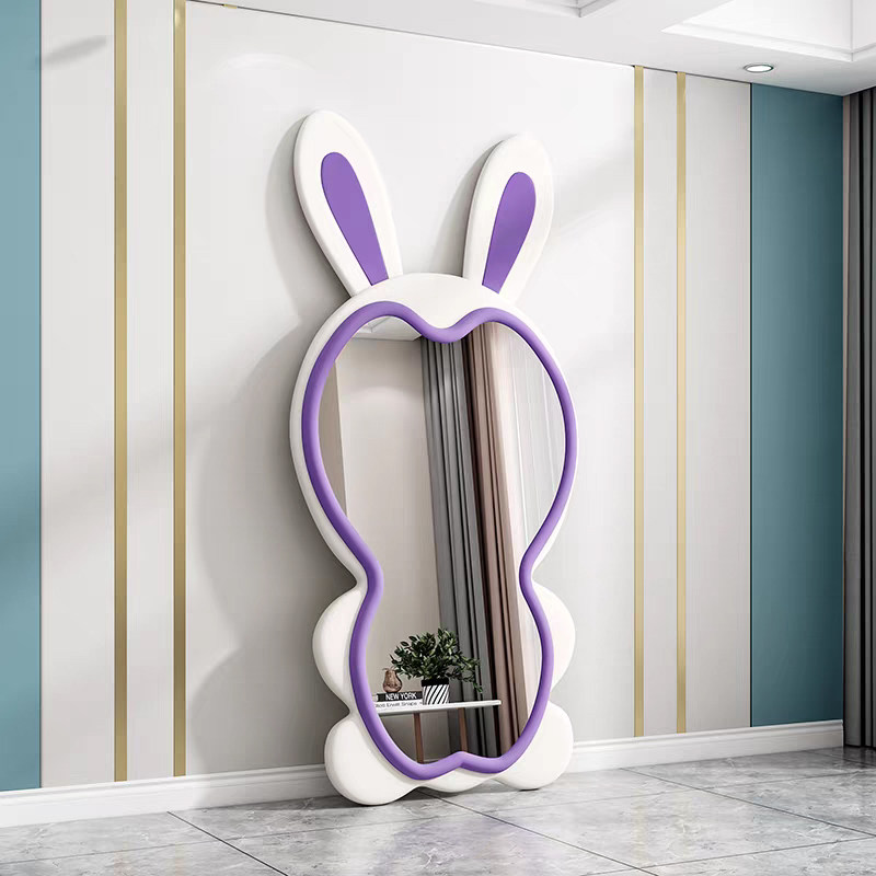 网红可爱卡通兔子全身镜ins女生穿衣镜异形高颜值个性靠墙落地镜,住宅家具,穿衣镜,淘宝优惠券,粉丝福利购,淘宝优惠卷