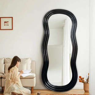 韩式 店试衣镜 网红ins波浪穿衣镜家用全身镜衣帽间落地镜异形服装