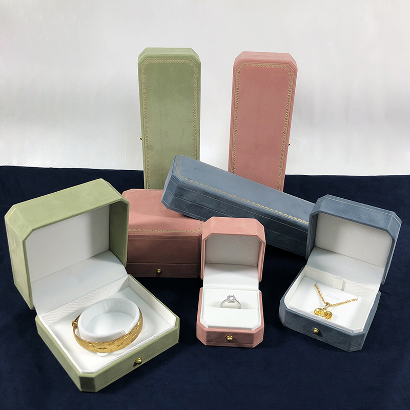 金扣八角印花首饰盒日式花边饰品盒时尚珍珠饰品盒戒指盒项链盒子