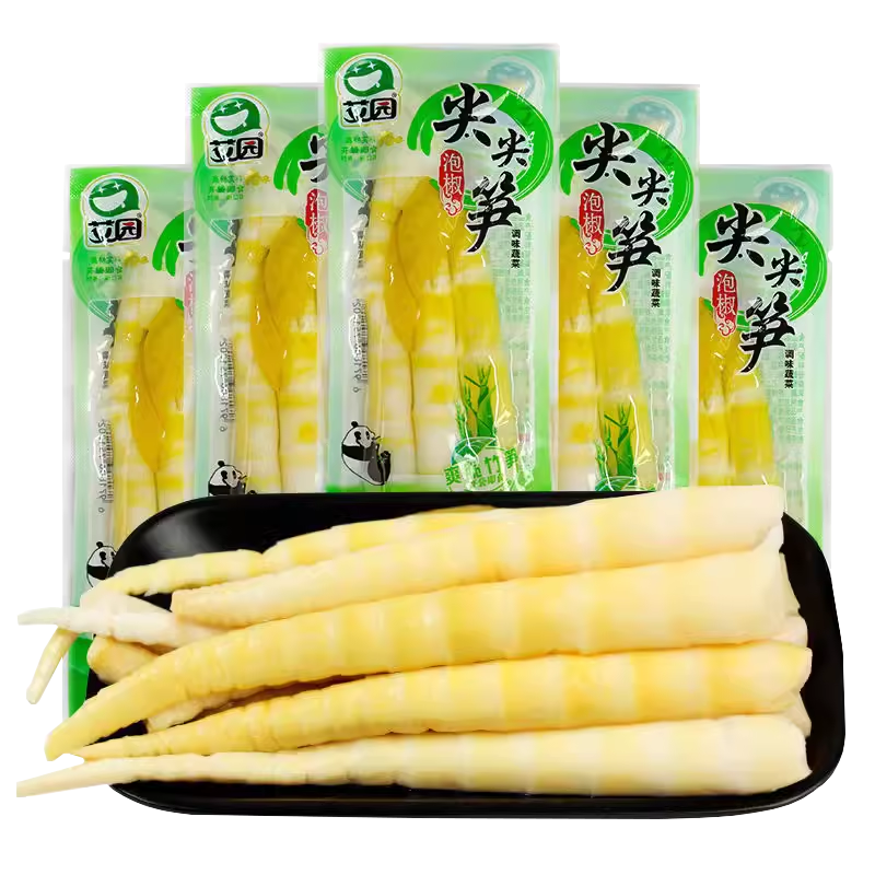 艾园泡椒尖尖笋山椒竹笋酸辣笋尖开袋即食小包装休闲零食泡椒脆笋