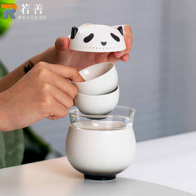 粗陶旅行茶具便携式快客杯一壶三杯外出携带包户外露营喝茶装备