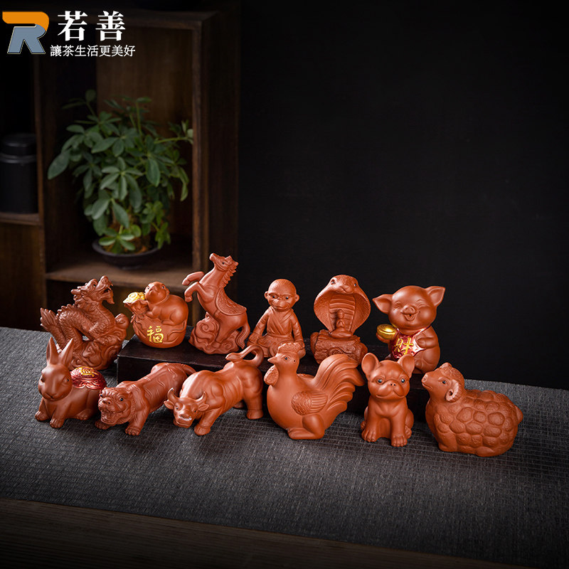 紫砂茶宠摆件可养招财陶瓷十二生肖龙茶桌茶具小摆件禅意茶道配件,餐饮具,茶宠摆件,淘宝优惠券,粉丝福利购,淘宝优惠卷