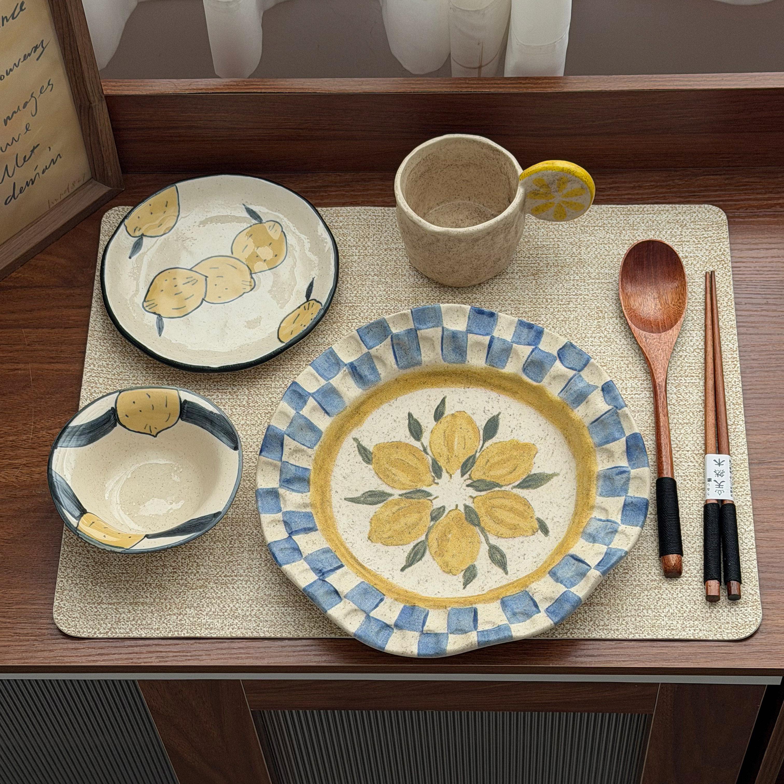 复古柠檬盘景德镇粗陶一人食餐具