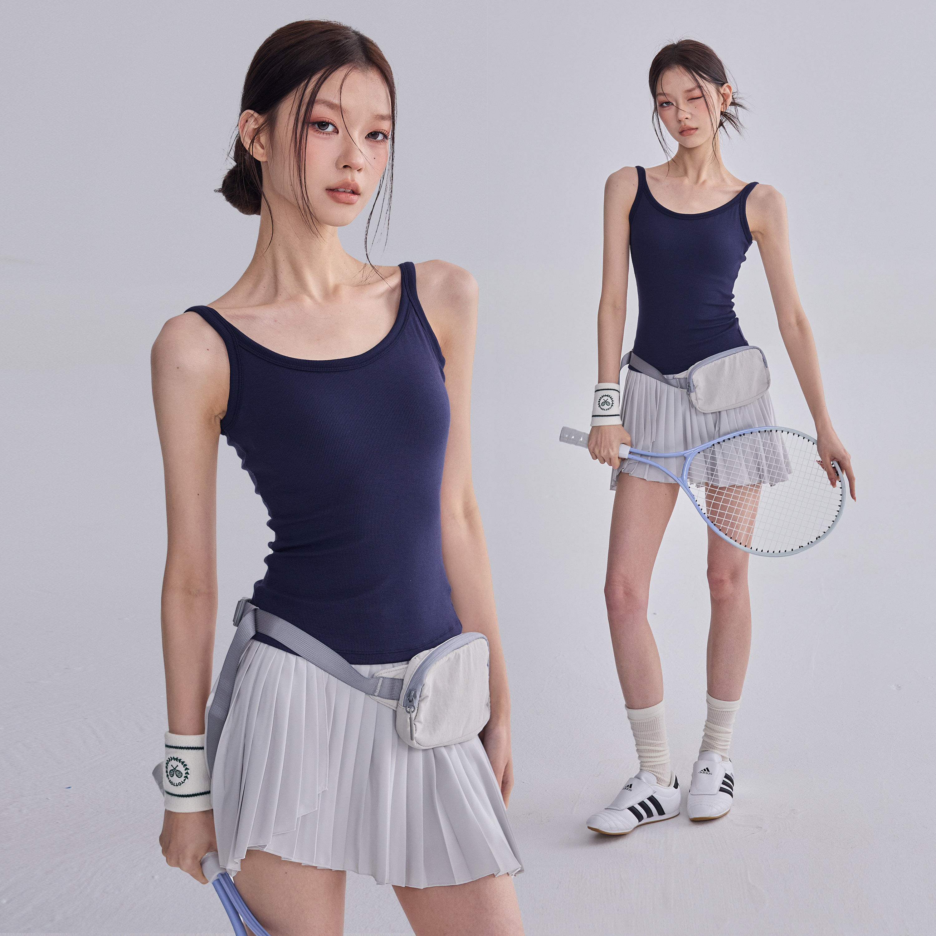 运动背心女一体式长款瑜伽服内衣外穿防震普拉提训练健身吊带上衣图片