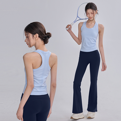 运动背心女速干外穿健身瑜伽服上衣弹力修身普拉提训练无袖T恤新