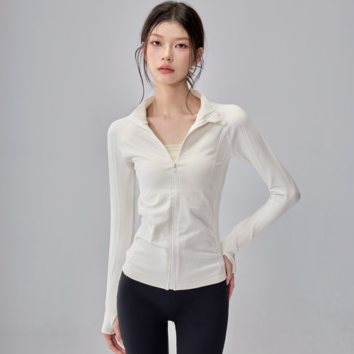 秋冬瑜伽外套女立领修身显瘦普拉提训练运动上衣健身跑步拉链夹克