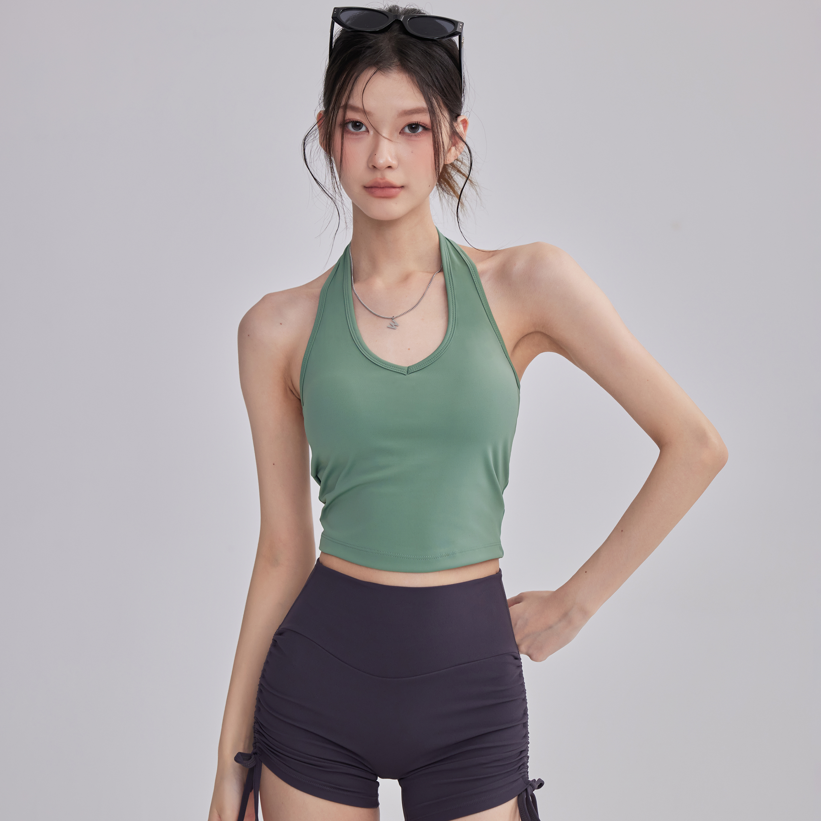 性感挂脖瑜伽背心女防震聚拢运动美背内衣跑步训练健身文胸外穿夏