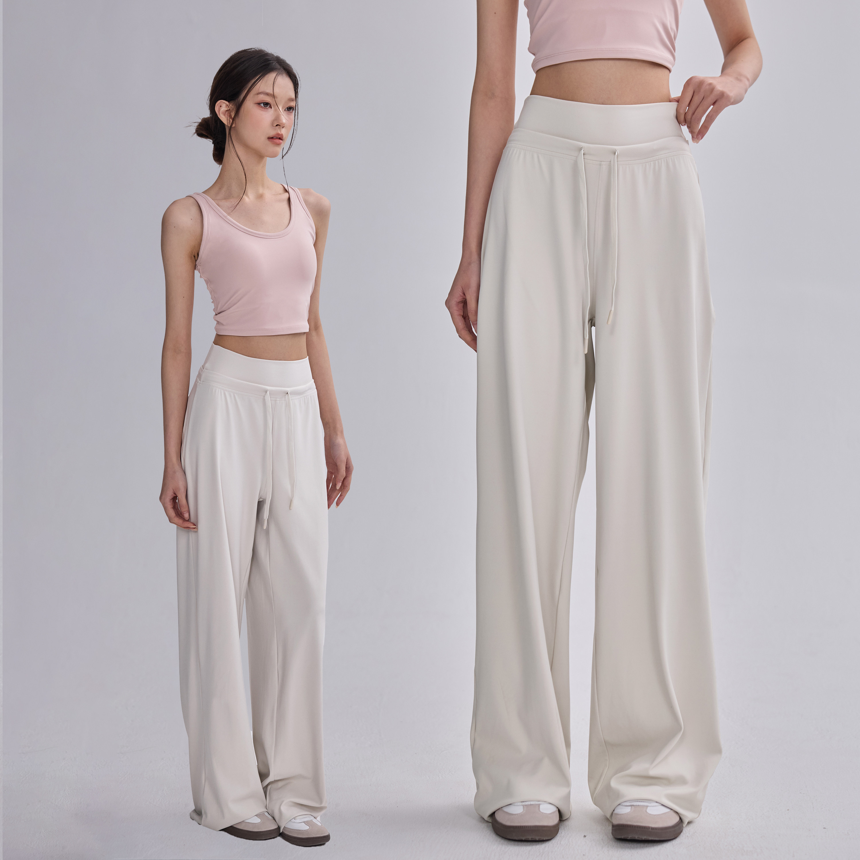 宽松运动裤女直筒垂感显瘦高腰阔腿健身长裤普拉提训练瑜伽服套装