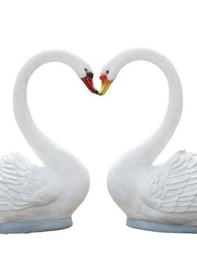 仿真天鹅摆件户外玻璃钢天鹅座凳雕塑景区步行街网红打卡拍照美陈