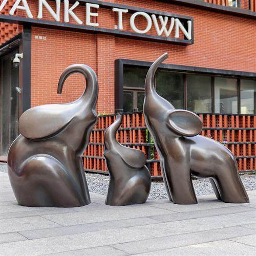 户外商场园林抽象大象雕塑房地产园区仿真动物玻璃钢景观装饰摆件