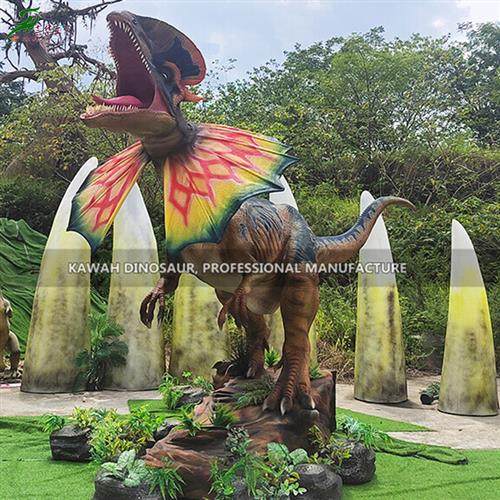 定制仿真电动恐龙大型双冠龙模型仿真动物源头厂家设计制作