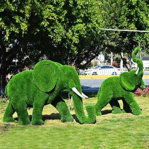 户外绿植大象雕塑庭院花园售楼部游乐场玻璃钢动物吉祥物摆件装饰