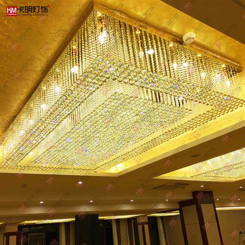 长方形水晶灯大厅会所灯大堂别墅宾馆售楼部灯具非标工程