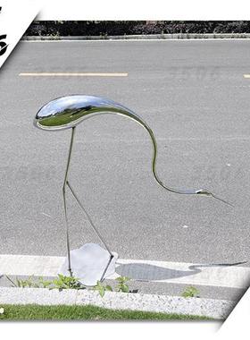 不锈钢金属仙鹤鸟白鹭雕塑售楼部样板间庭院水池草坪装饰户外摆件