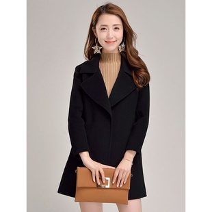 双面羊绒大衣女修身中长款韩版收腰双面呢大衣显瘦小个子毛呢外套