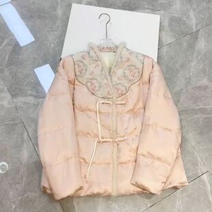 新中式粉色棉服女2025今年流行气质高级感独特别致冬季短外套