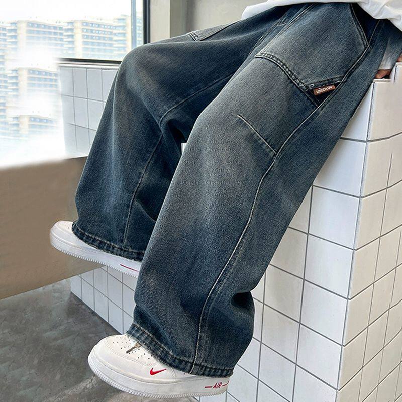 男童裤子童装2026新款中大童休闲牛仔长裤春秋款帅气男孩阔腿裤潮