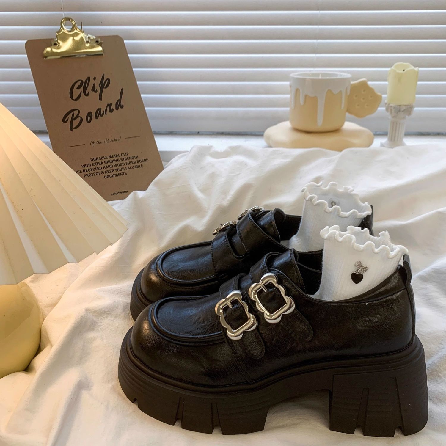 松糕底小个子增高气质百搭乐福鞋单鞋英伦风小皮鞋女春秋新款