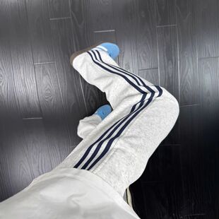 条纹运动裤男初中生2025新款秋季小个子休闲宽松直筒窄版阔腿卫裤