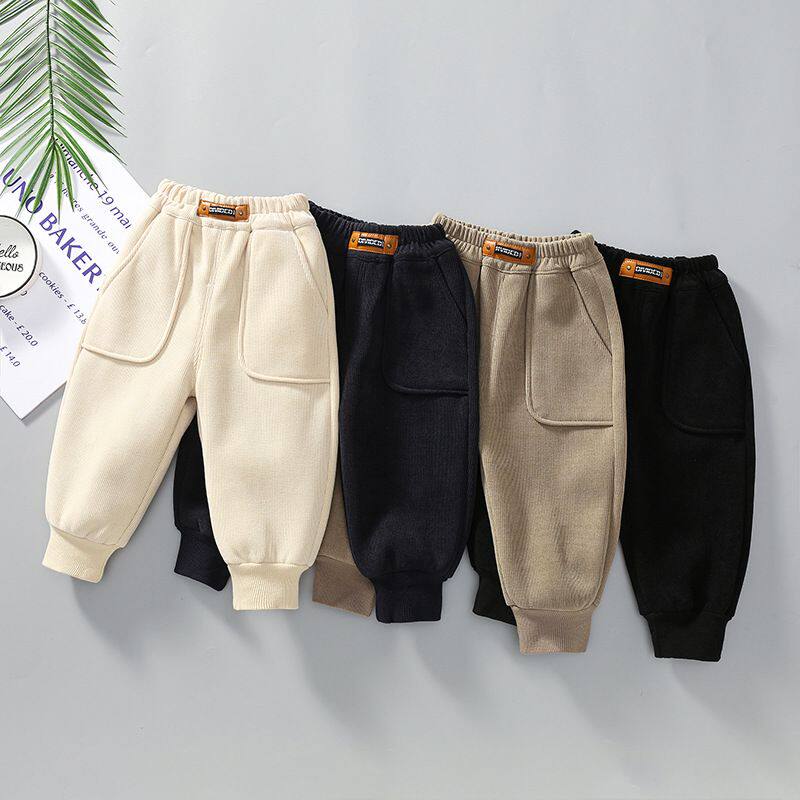 男童加绒裤秋冬外穿休闲裤婴儿童保暖卫裤男宝宝冬季一体绒长裤潮