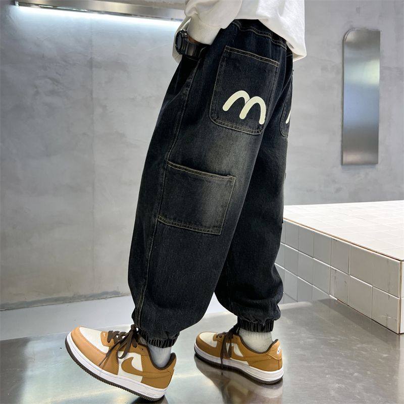 儿童装男童秋冬裤子春秋冬款新款加绒牛仔裤秋季中大童长裤潮