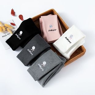 子中小童宝宝裤 女童春秋外穿纯棉打底裤 裤 款 子黑白色微厚 儿童修身