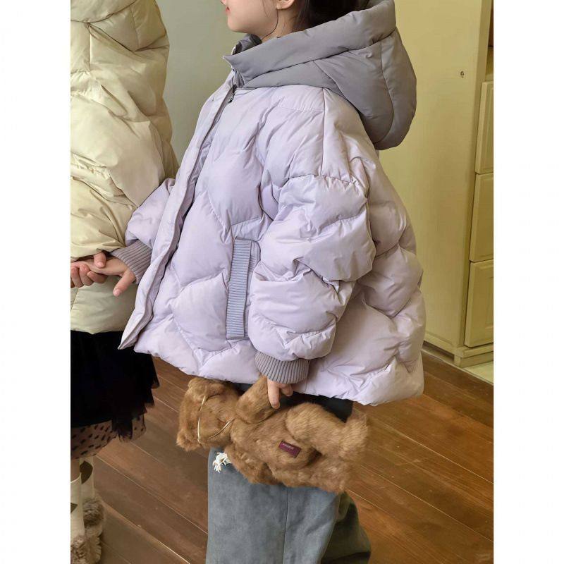 2025秋冬季新款女童羽绒棉服中大童保暖加厚休闲连帽上衣儿童外套