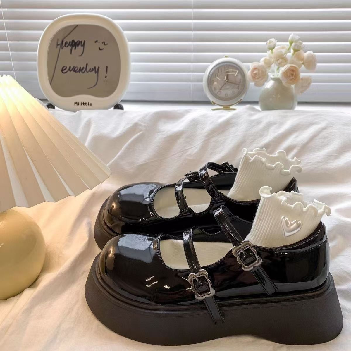 大头松糕厚底玛丽珍单鞋女春季新款复古日系增高配裙子小皮鞋