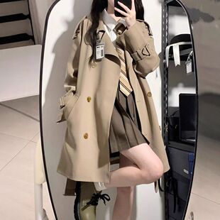 小个子风衣女2025年春秋新款韩系感英伦风中长短款大衣外套