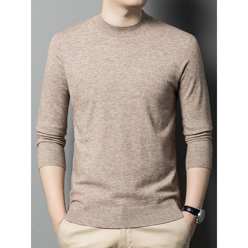 毛衣男士秋冬圆领长袖青年保暖打底衫线衣针织含羊毛上衣男装
