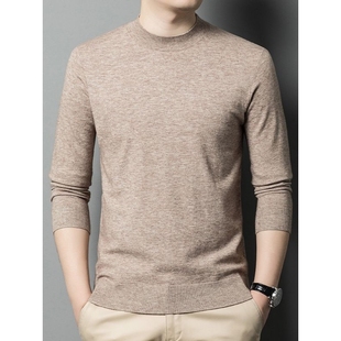 线衣针织含羊毛上衣男装 青年保暖打底衫 秋冬圆领长袖 毛衣男士