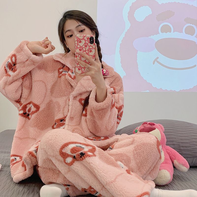 珊瑚绒睡衣女年新款套装冬季加厚加绒可外穿秋冬法兰绒家居服