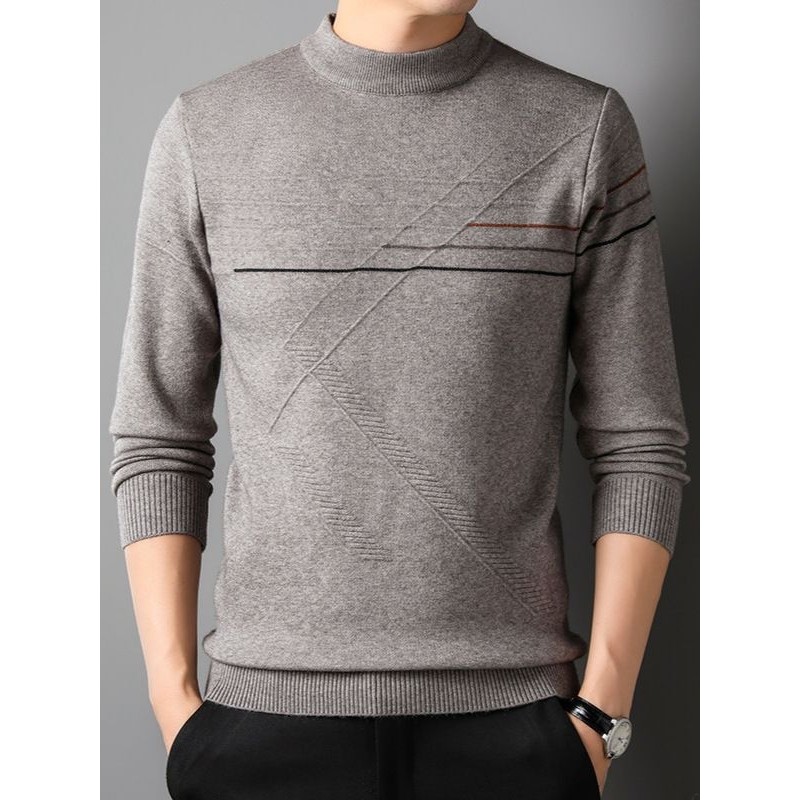 男士羊毛衫秋冬季新款半高领套头打底毛衣时尚休闲提花撞色针织衫,男装,羊绒套衫,淘宝优惠券,粉丝福利购,淘宝优惠卷