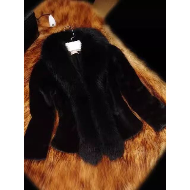 秋冬新款皮草外套女短款仿貂獭兔毛仿狐狸毛领修身显瘦仿皮草大衣
