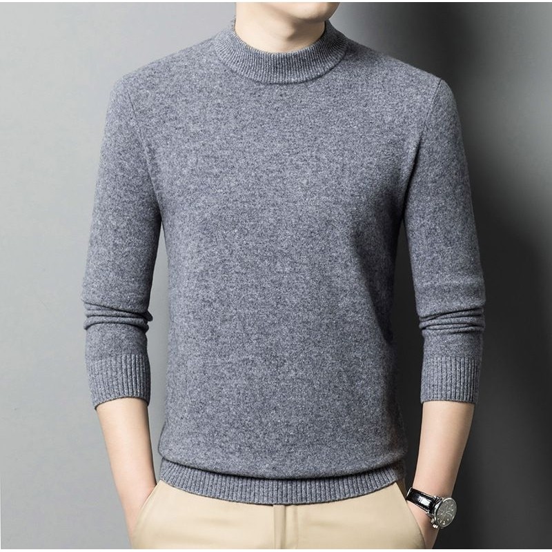 半高领含羊毛男士毛衣冬季休闲纯色加厚打底衫男款针织衫男直筒型,女装/女士精品,羊绒衫,淘宝优惠券,粉丝福利购,淘宝优惠卷