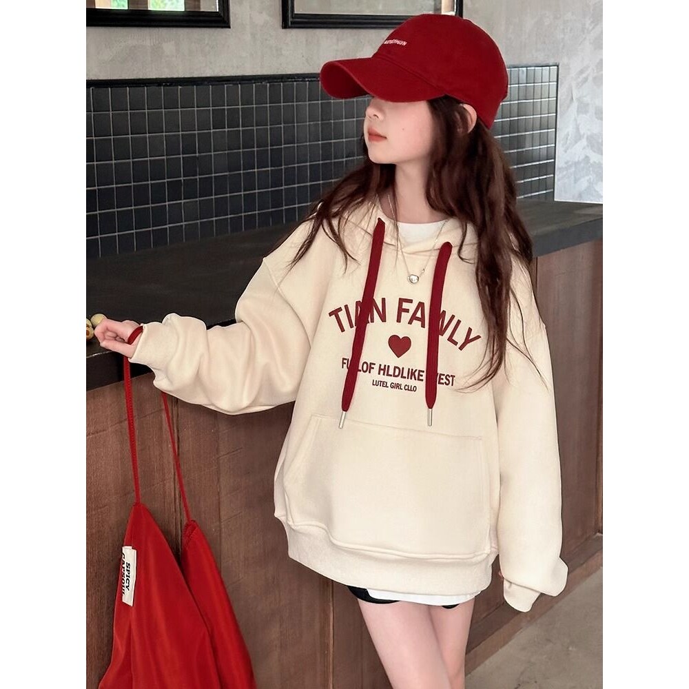 女童加绒连帽卫衣秋冬季新款女大童时尚洋气儿童春秋款上衣潮