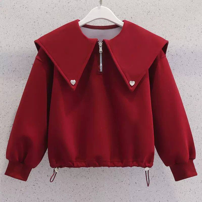 女童春装卫衣新款洋气儿童学院风长袖童装女孩春秋休闲娃娃领上衣