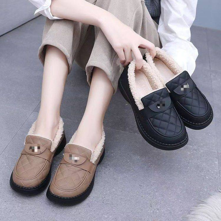 厚底乐福鞋皮面妈妈棉鞋软底防滑毛毛鞋女冬季加绒保暖加厚豆豆鞋,女鞋,时尚雪地靴,淘宝优惠券,粉丝福利购,淘宝优惠卷