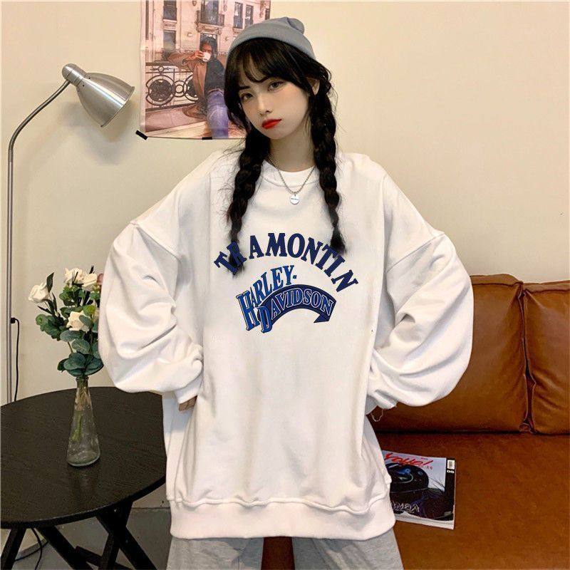 卫衣女春秋薄款中长款慵懒风BF宽松百搭打底衫上衣外套韩版ins潮