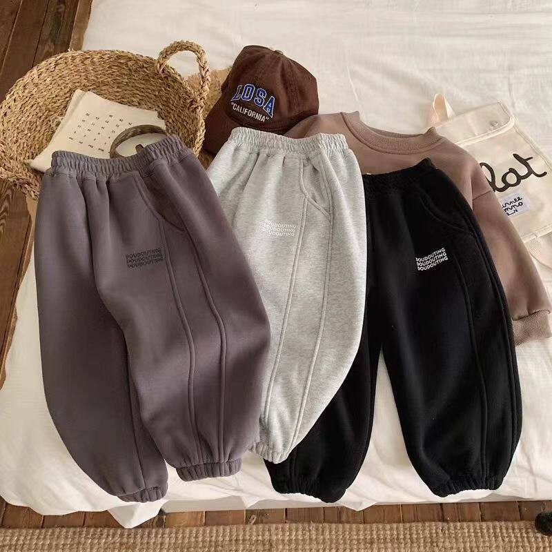 男童加绒卫裤2025冬季新款儿童一体绒休闲运动裤小童宝宝冬装裤子