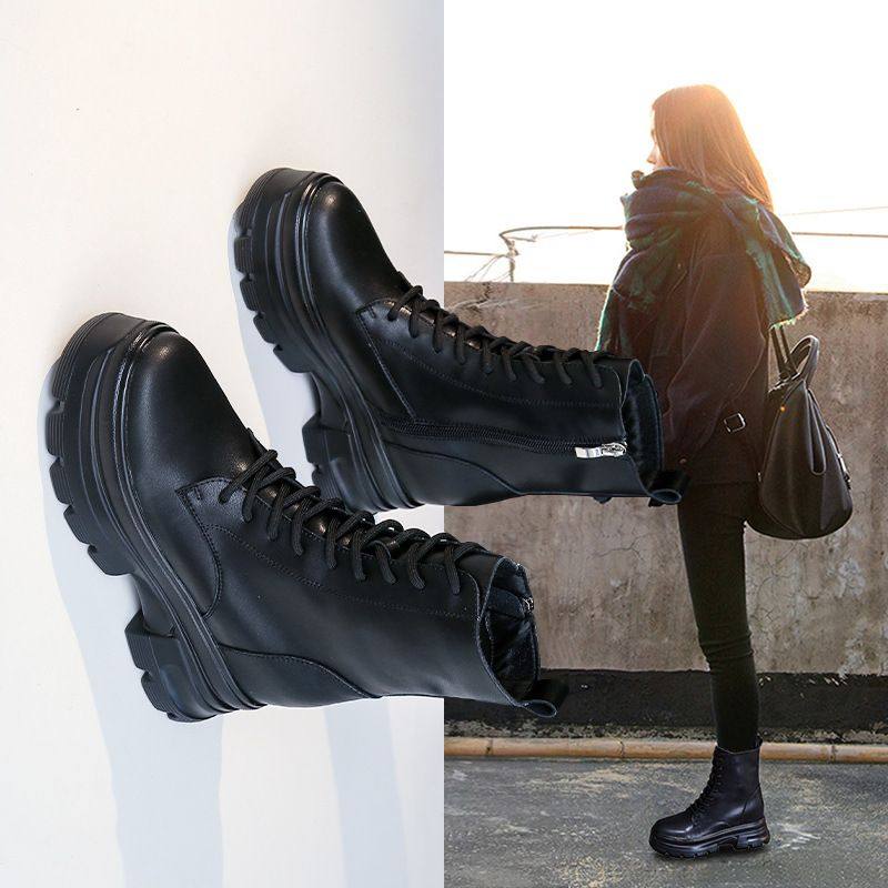 内增高马丁靴女短靴小个子英伦风2025秋冬新款厚底简约时尚皮靴女