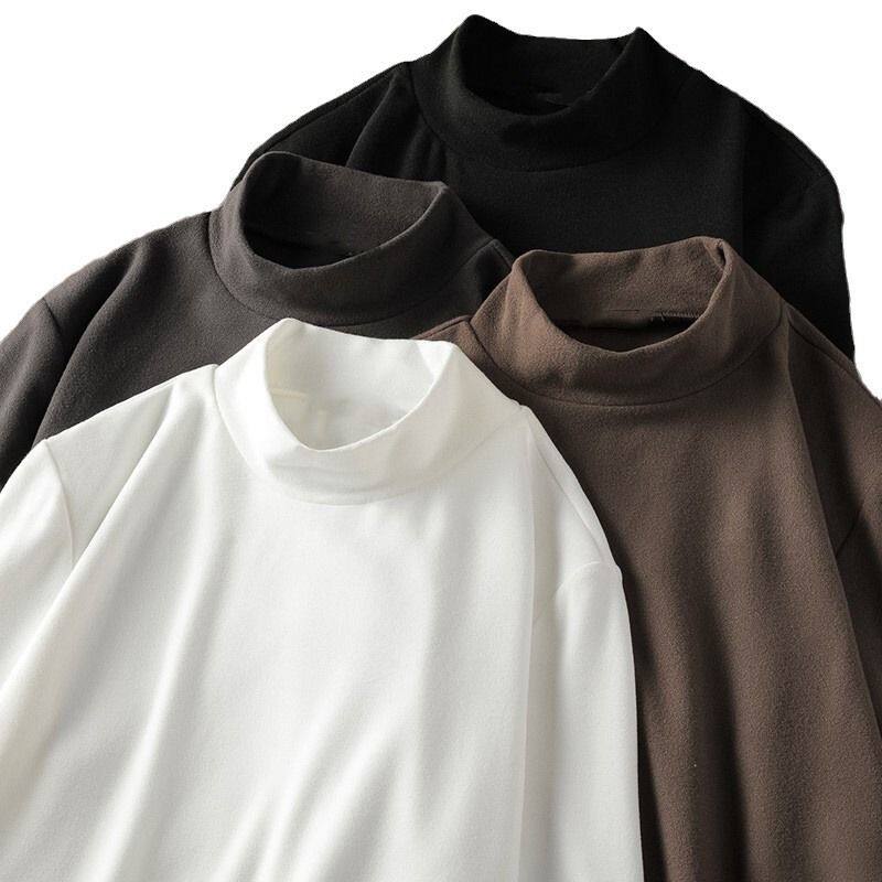 双面德绒打底衫男2025款半高领加绒上衣内搭保暖男士长袖t恤冬季