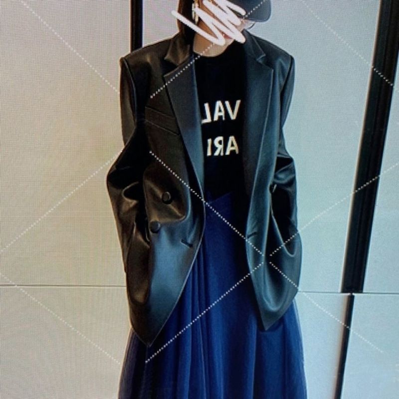 复古港味小西装外套女2025春秋新款韩版高级感皮衣西服廓形外套