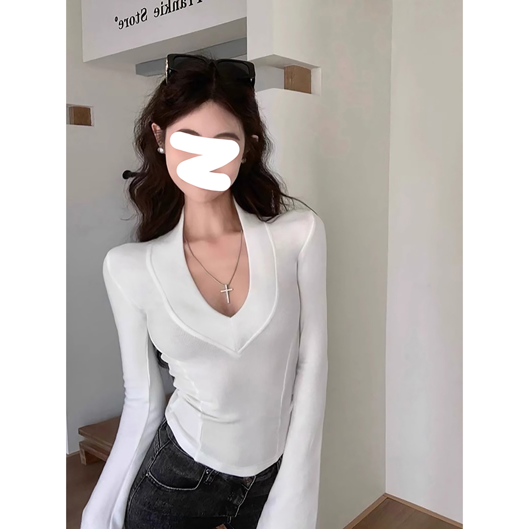 纯欲风修身气质加绒T恤女冬季加厚显瘦打底长袖德绒保暖正肩上衣